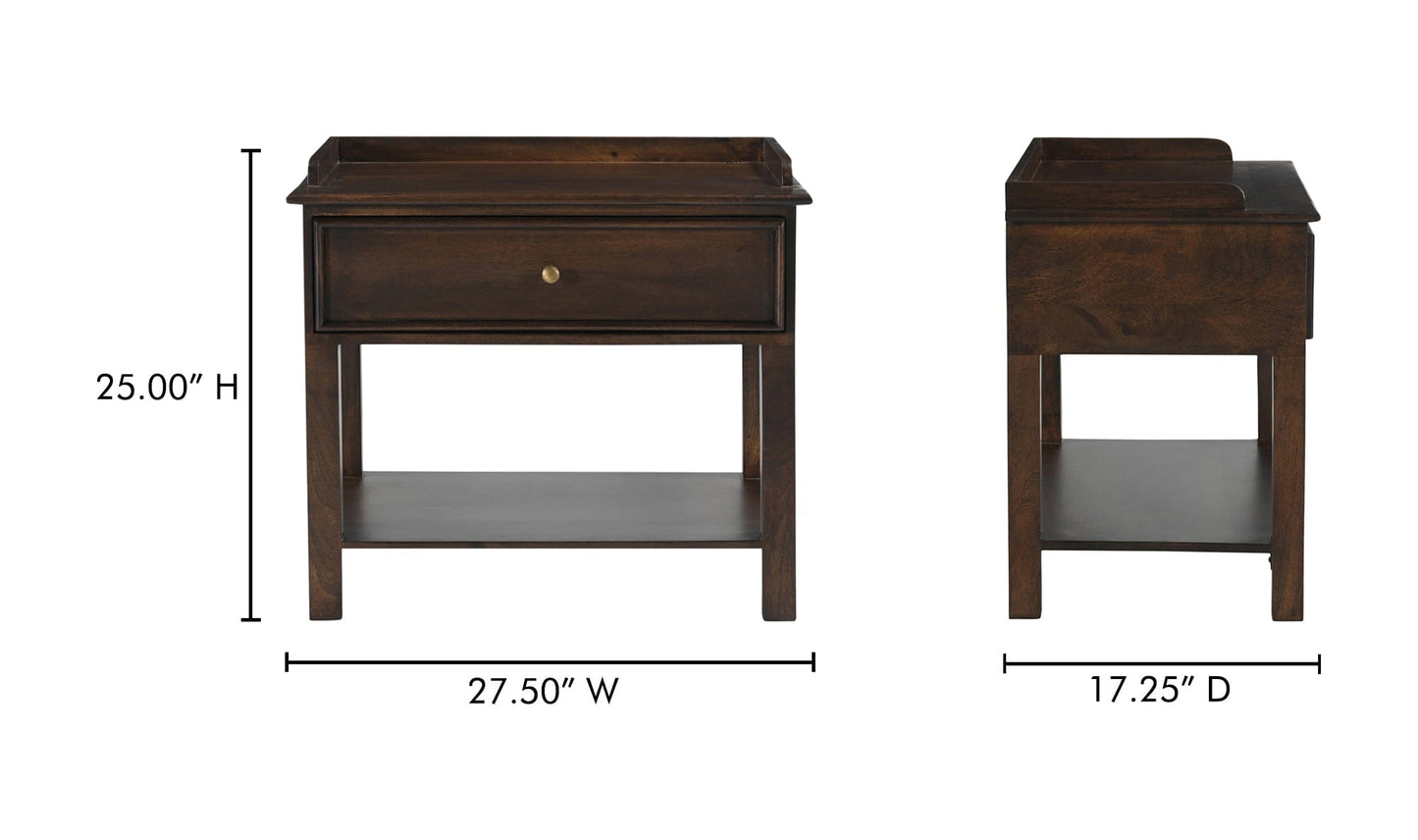 Moe's Home Collection Nightstands Maeve Nightstand Dark Brown Maeve Nightstand Dark Brown