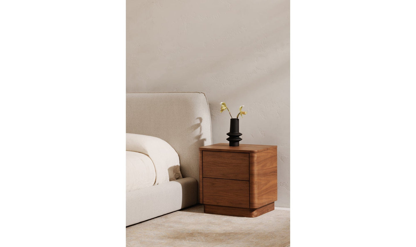 Moe's Home Collection Nightstands ROUND OFF TALL NIGHTSTAND WALNUT ROUND OFF TALL NIGHTSTAND WALNUT