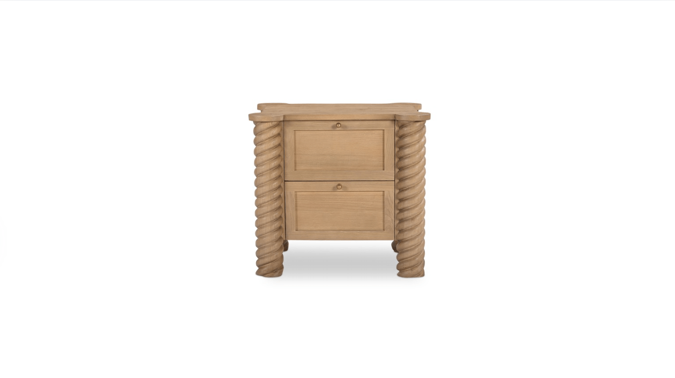 Moe's Home Collection Nightstands Treccia 2 Drawer Nightstand Oak Treccia 2 Drawer Nightstand Oak