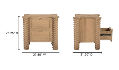 Moe's Home Collection Nightstands Treccia 2 Drawer Nightstand Oak Treccia 2 Drawer Nightstand Oak