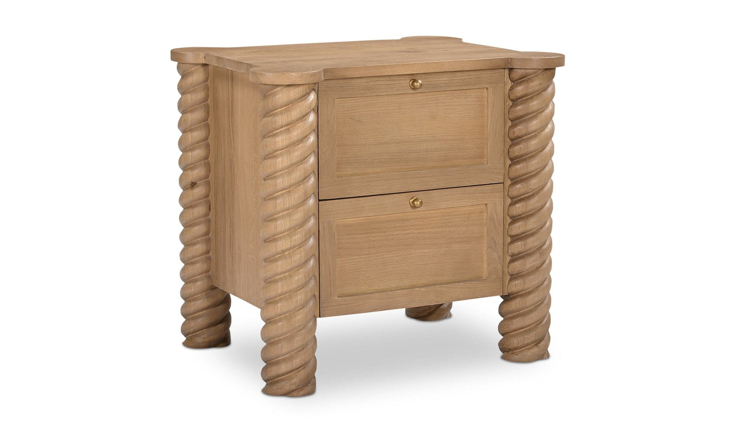 Moe's Home Collection Nightstands Treccia 2 Drawer Nightstand Oak Treccia 2 Drawer Nightstand Oak