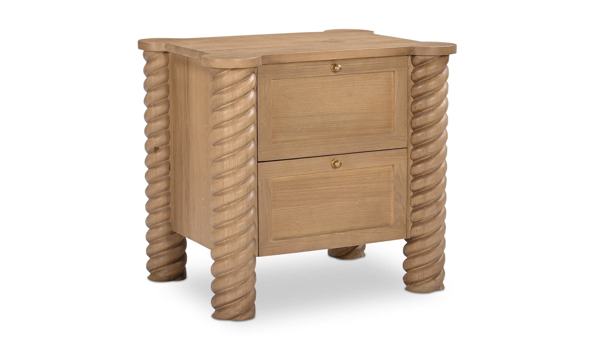 Moe's Home Collection Nightstands Treccia 2 Drawer Nightstand Oak Treccia 2 Drawer Nightstand Oak