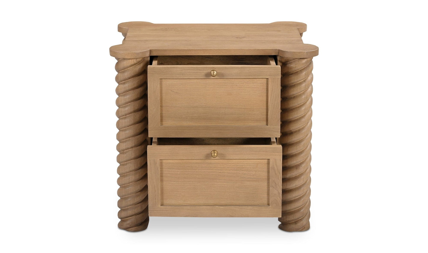 Moe's Home Collection Nightstands Treccia 2 Drawer Nightstand Oak Treccia 2 Drawer Nightstand Oak