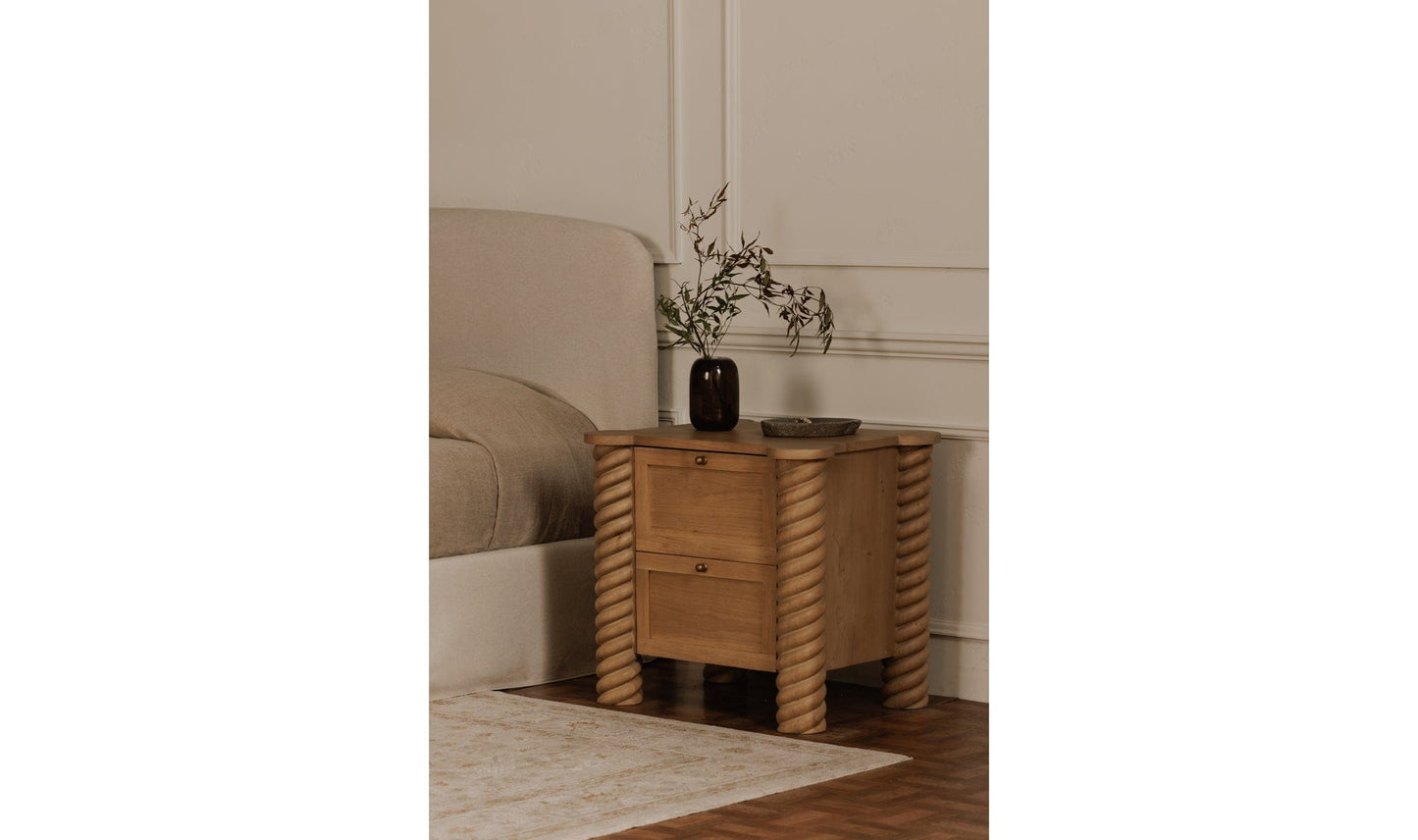 Moe's Home Collection Nightstands Treccia 2 Drawer Nightstand Oak Treccia 2 Drawer Nightstand Oak