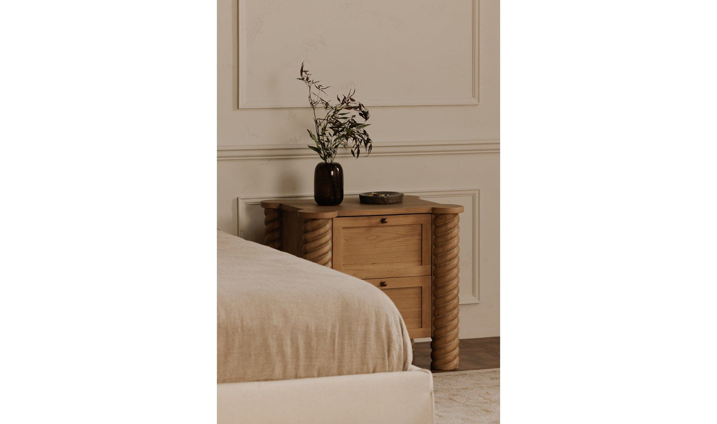 Moe's Home Collection Nightstands Treccia 2 Drawer Nightstand Oak Treccia 2 Drawer Nightstand Oak
