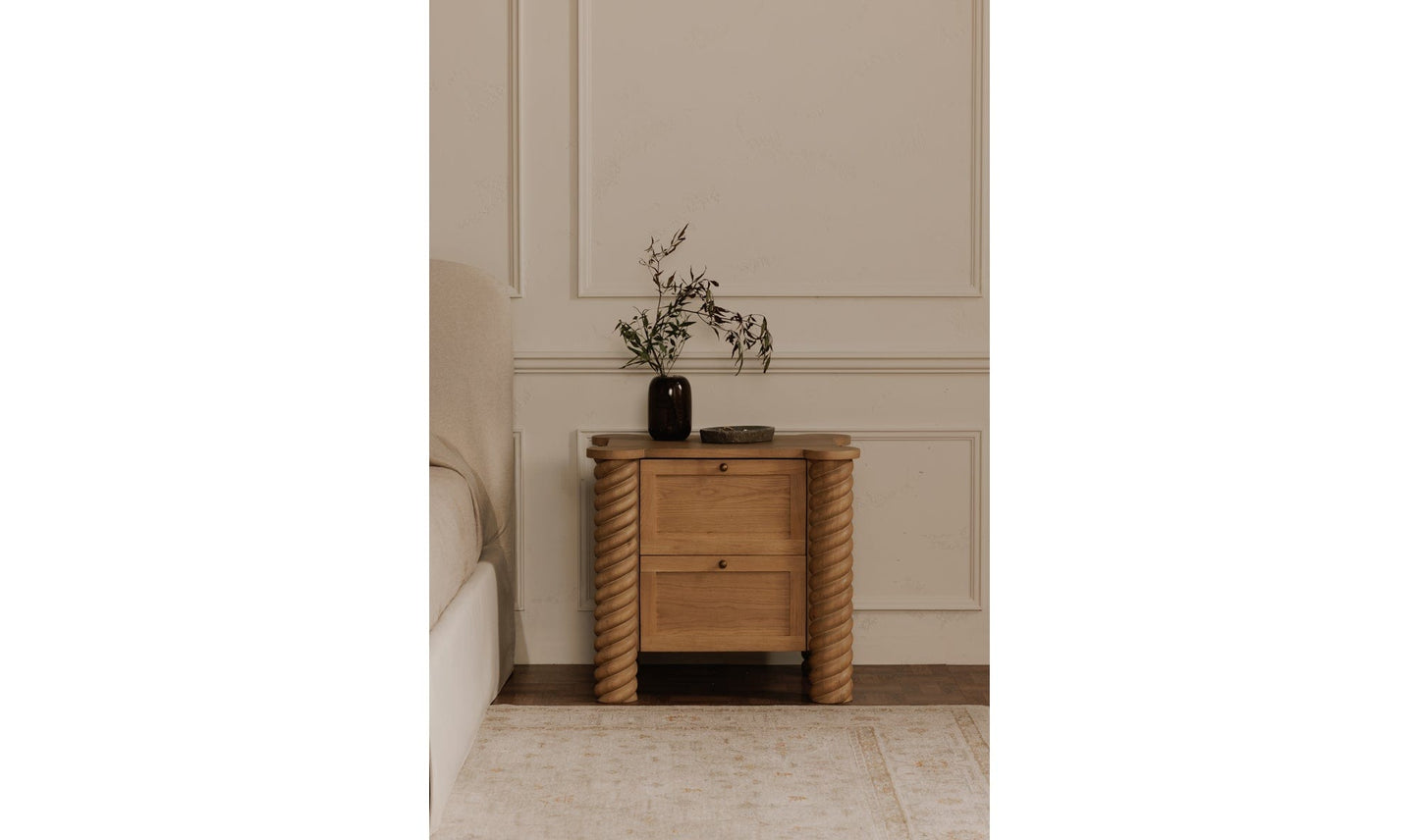 Moe's Home Collection Nightstands Treccia 2 Drawer Nightstand Oak Treccia 2 Drawer Nightstand Oak
