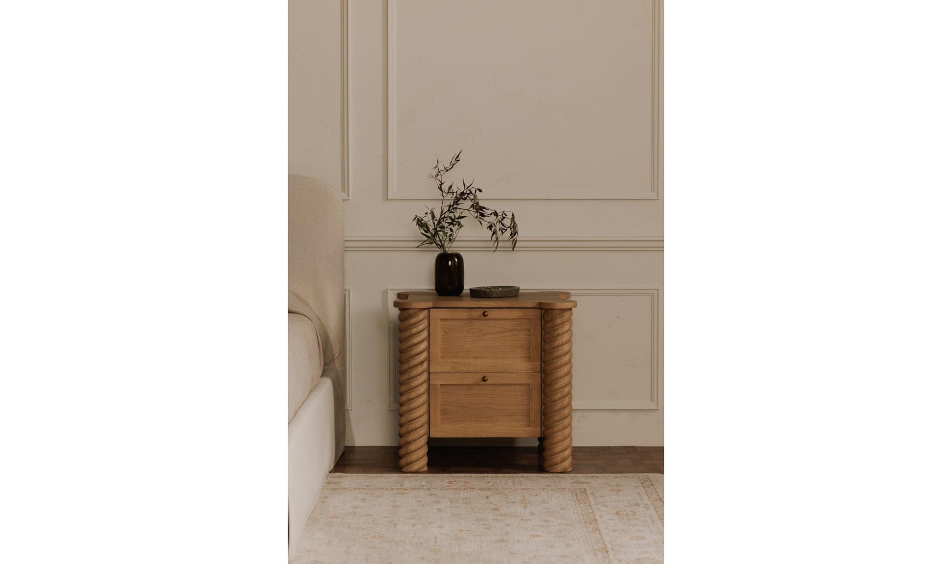 Moe's Home Collection Nightstands Treccia 2 Drawer Nightstand Oak Treccia 2 Drawer Nightstand Oak