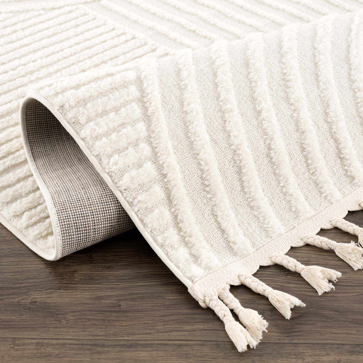 Guiling 3D Rainbow Area Rug with Tassels