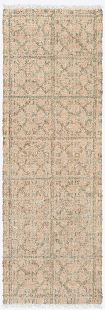 Rice Dusty Sage Fringed Jute Carpet