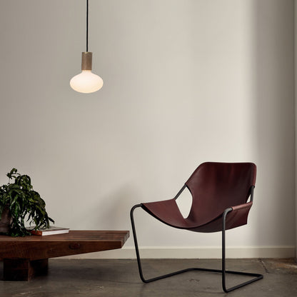 Oval Pendant Light in Walnut.