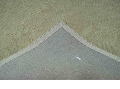 Olive and Ivory Modern Geometrical Stripes Textured Hand Tufted Multi size rug.