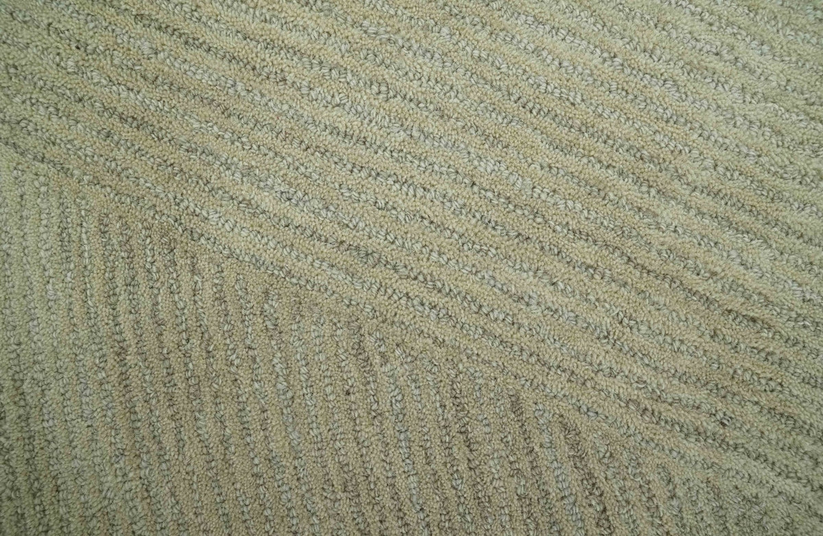 Olive and Ivory Modern Geometrical Stripes Textured Hand Tufted Multi size rug.