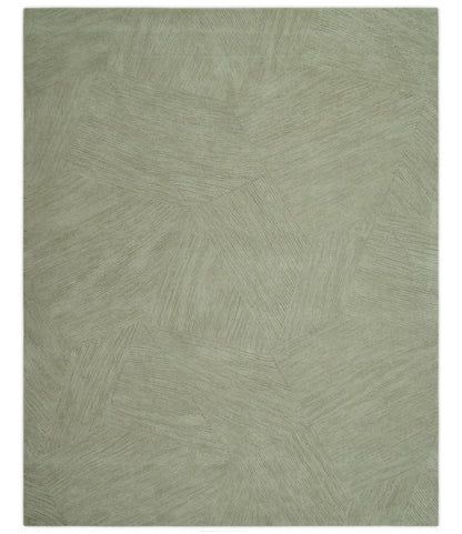 Olive and Ivory Modern Geometrical Stripes Textured Hand Tufted Multi size rug.
