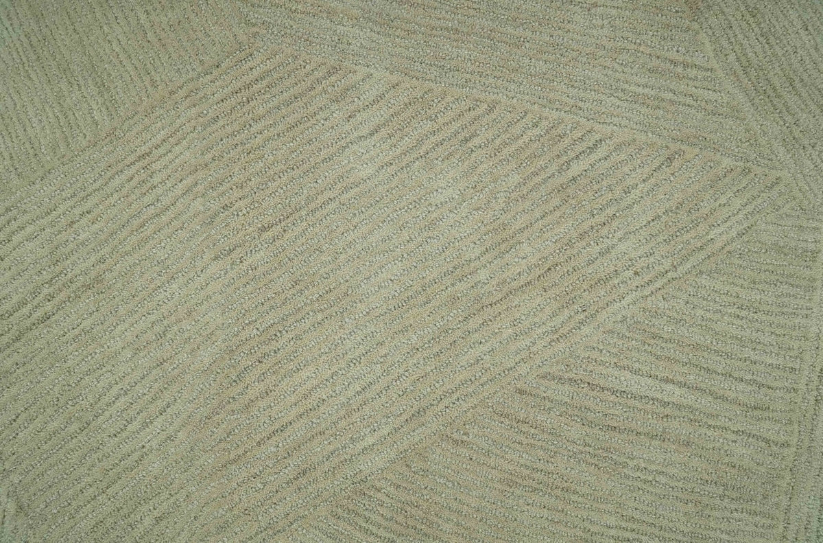 Olive and Ivory Modern Geometrical Stripes Textured Hand Tufted Multi size rug.