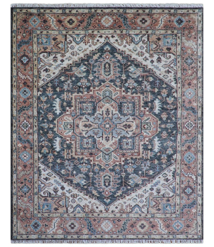 Oliver Traditional Turkish Design Rust And Charcoal Hand Knotted Wool Rug.