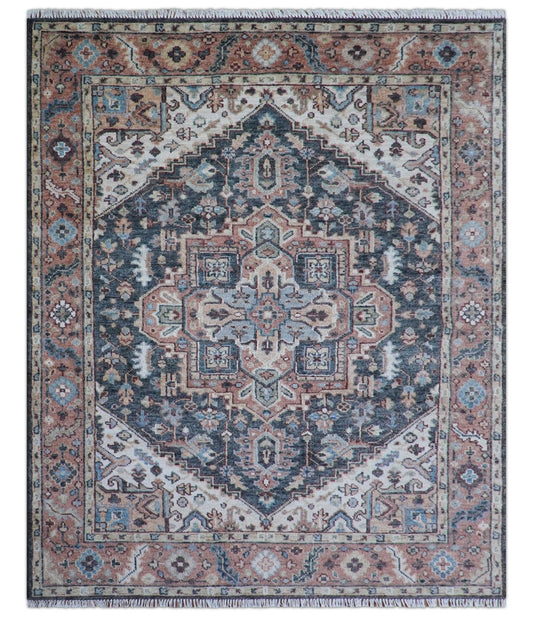Oliver Traditional Turkish Design Rust And Charcoal Hand Knotted Wool Rug.