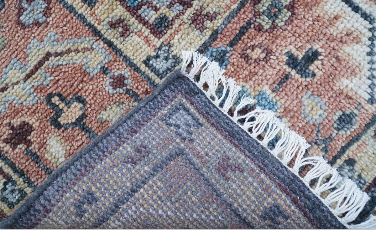 Oliver Traditional Turkish Design Rust And Charcoal Hand Knotted Wool Rug.