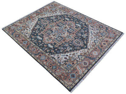 Oliver Traditional Turkish Design Rust And Charcoal Hand Knotted Wool Rug.