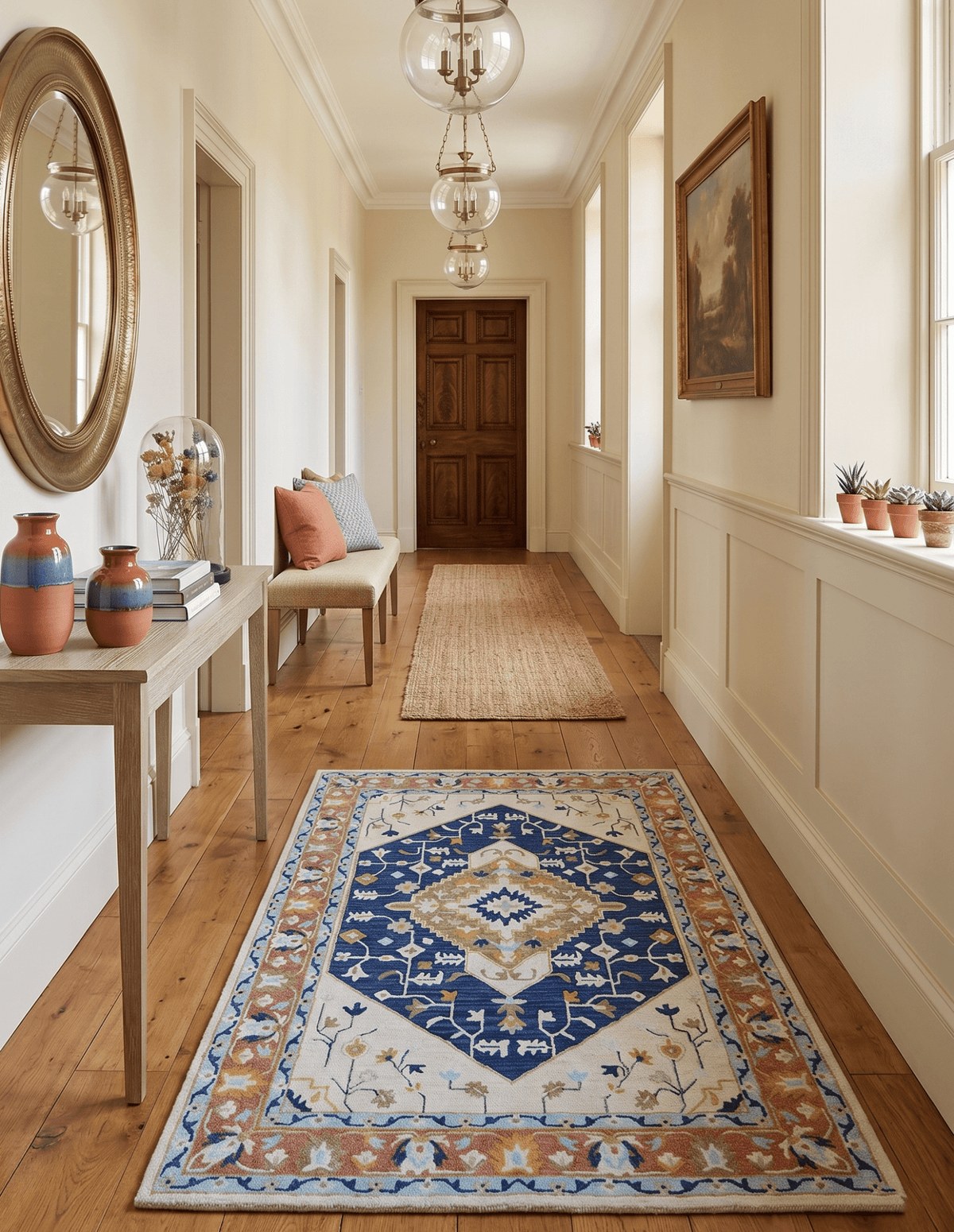 Ollie Traditional Blue And Ivory Hand Tufted Wool Rug.