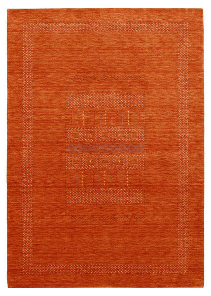 Orange And White Modern Design Hand Loomed Wool Area Rug.