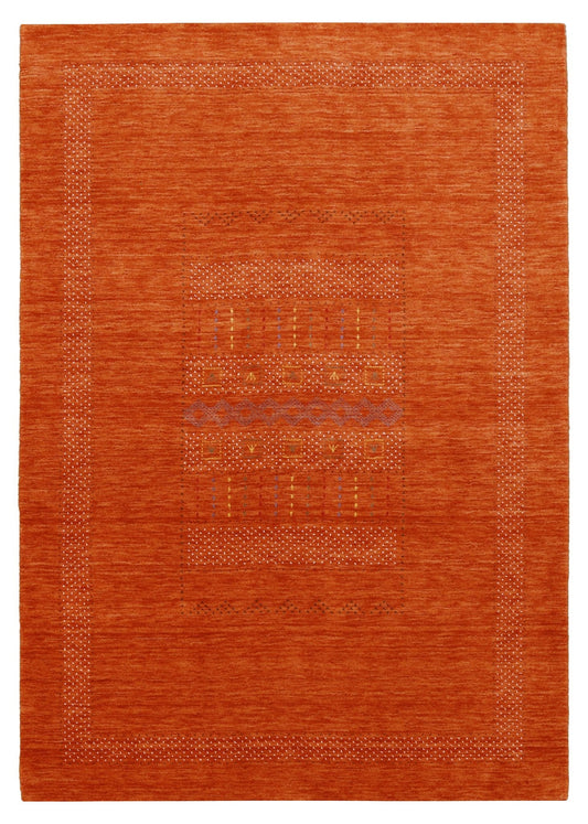 Orange And White Modern Design Hand Loomed Wool Area Rug.