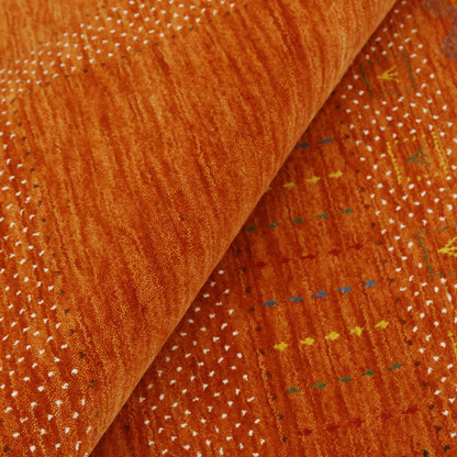 Orange And White Modern Design Hand Loomed Wool Area Rug.