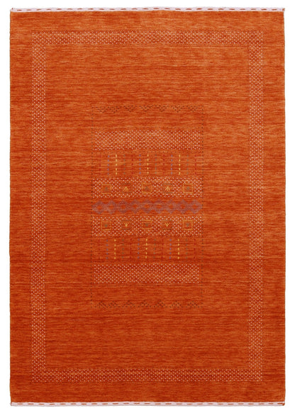 Orange And White Modern Design Hand Loomed Wool Area Rug