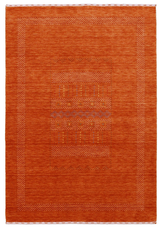 Orange And White Modern Design Hand Loomed Wool Area Rug