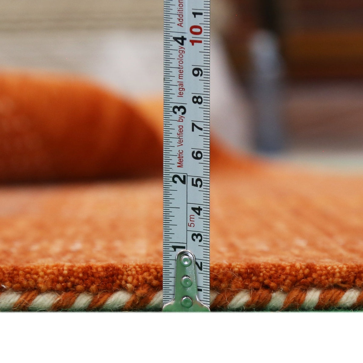 Orange And White Modern Design Hand Loomed Wool Area Rug.
