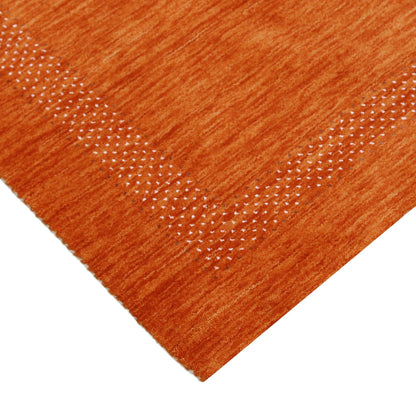 Orange And White Modern Design Hand Loomed Wool Area Rug.