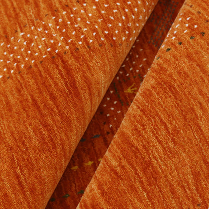 Orange And White Modern Design Hand Loomed Wool Area Rug.