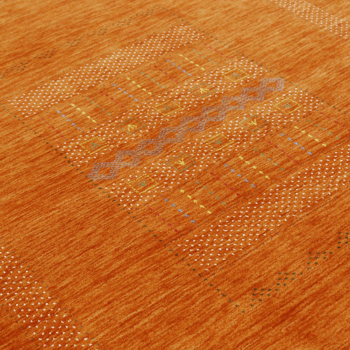 Orange And White Modern Design Hand Loomed Wool Area Rug.