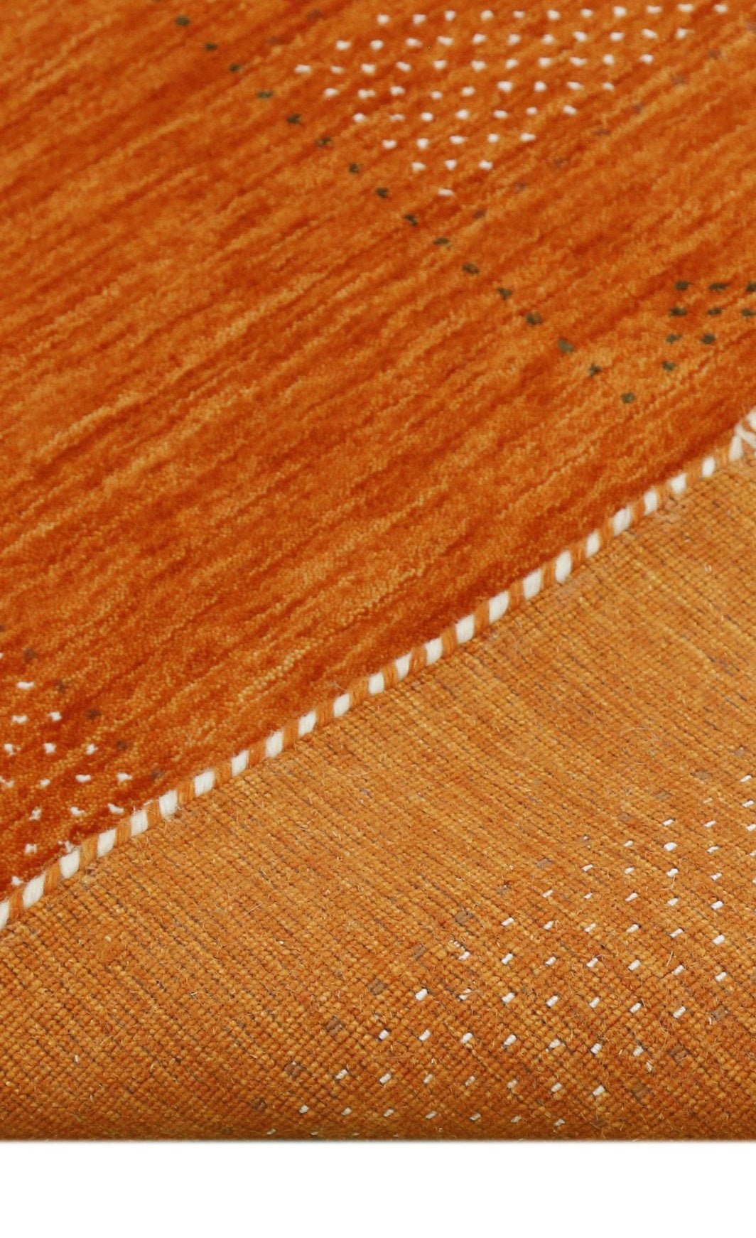Orange And White Modern Design Hand Loomed Wool Area Rug.