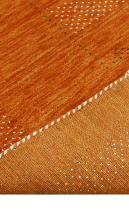 Orange And White Modern Design Hand Loomed Wool Area Rug.