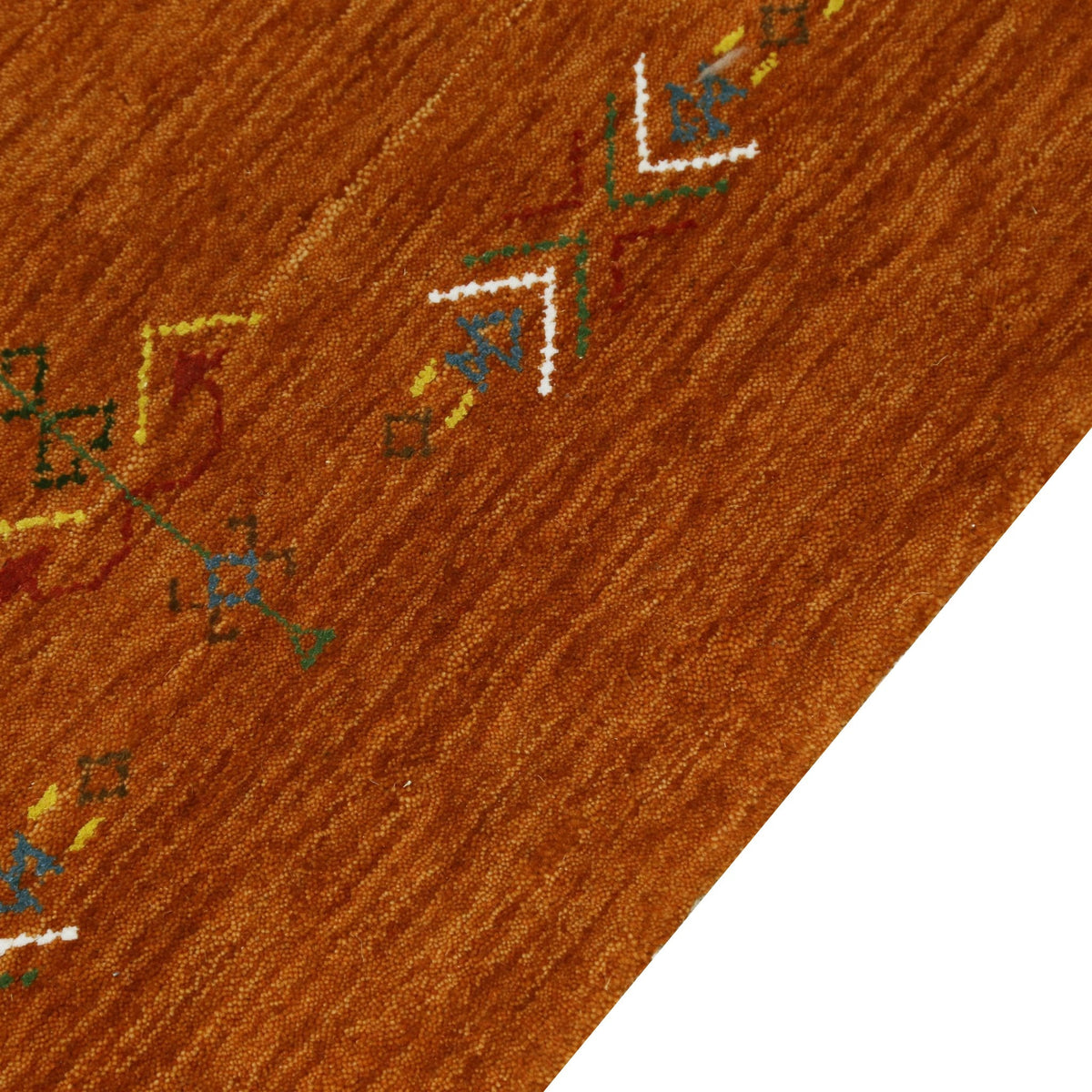 Orange Center Pattern Hand Loomed Wool Area Rug.