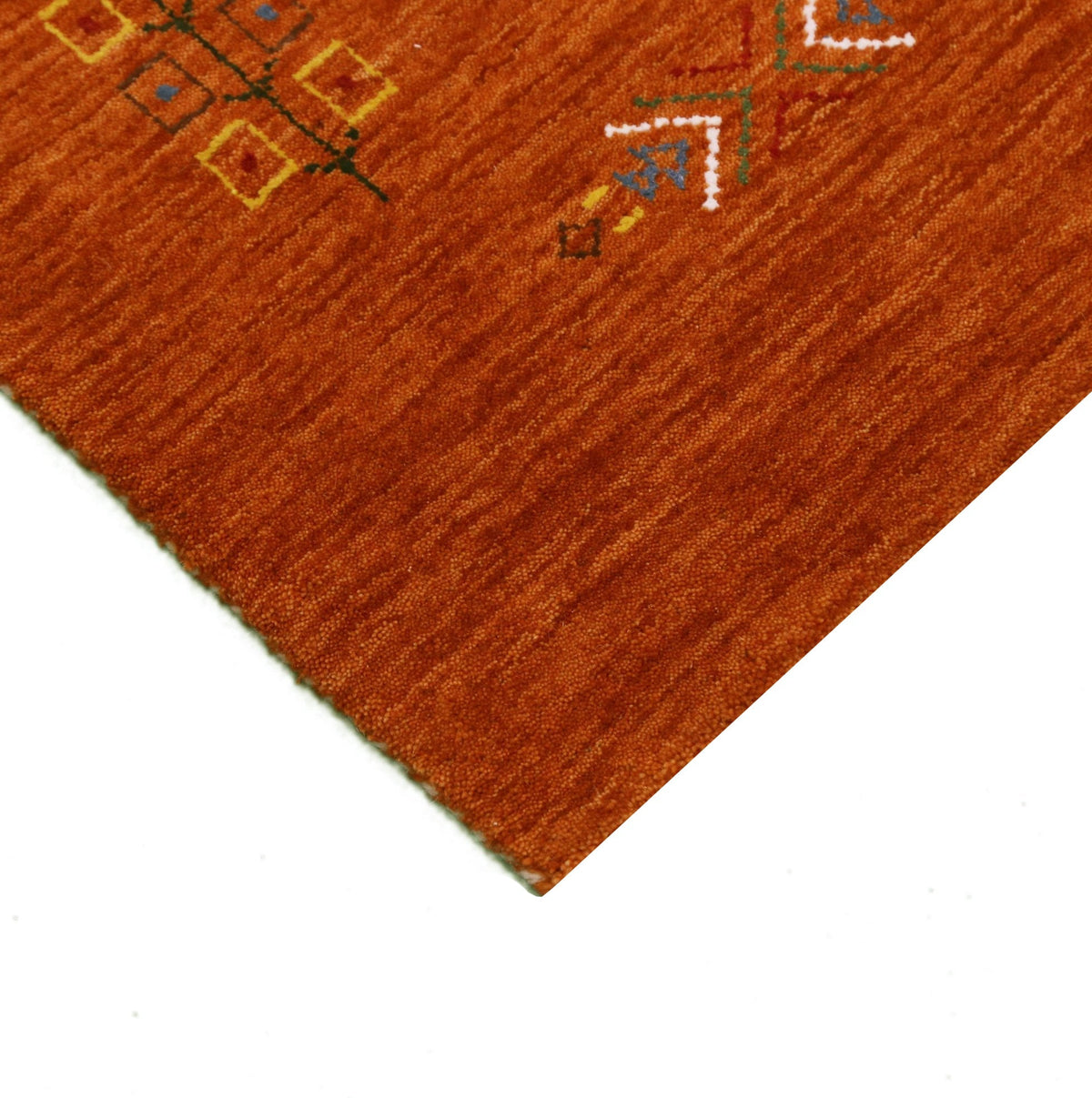 Orange Center Pattern Hand Loomed Wool Area Rug.