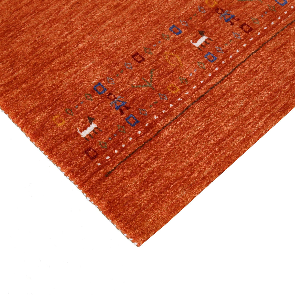 Orange Contemporary Design Hand Loomed Wool Area Rug.