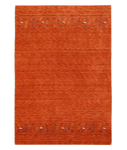 Orange Contemporary Design Hand Loomed Wool Area Rug.