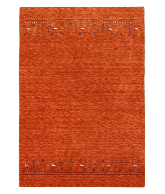 Orange Contemporary Design Hand Loomed Wool Area Rug.