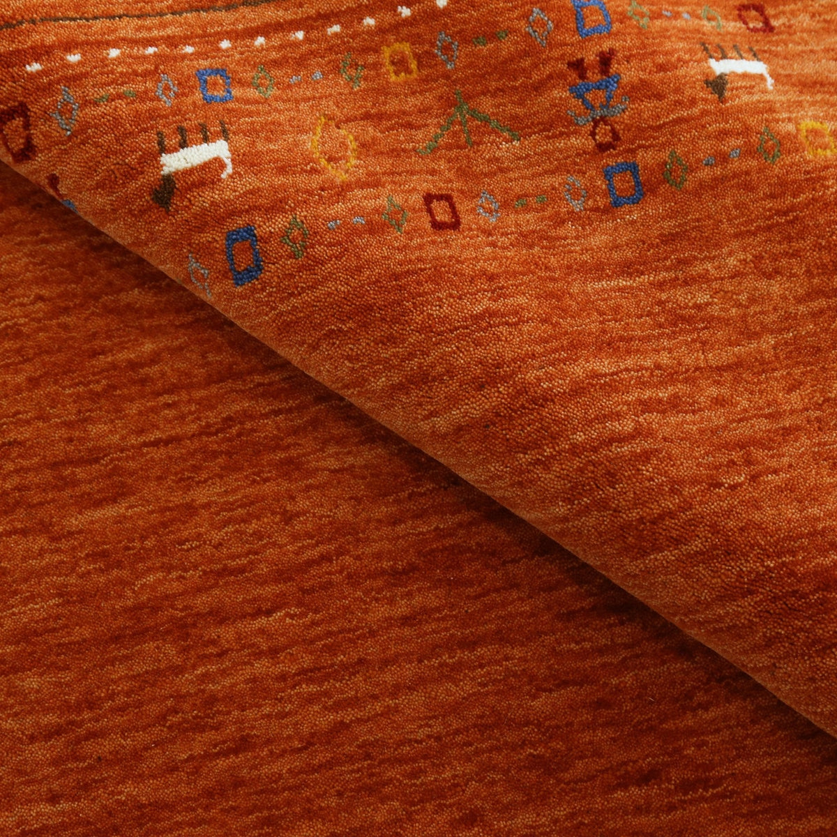 Orange Contemporary Design Hand Loomed Wool Area Rug.