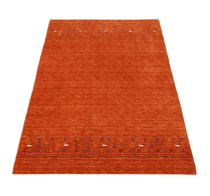 Orange Contemporary Design Hand Loomed Wool Area Rug.