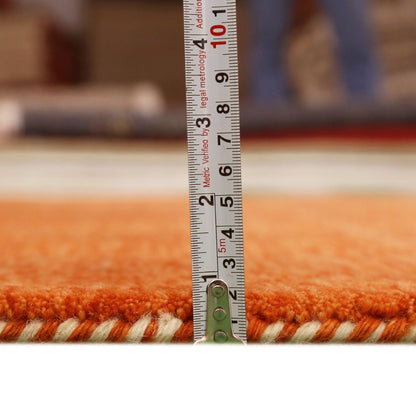 Orange Contemporary Design Hand Loomed Wool Area Rug.