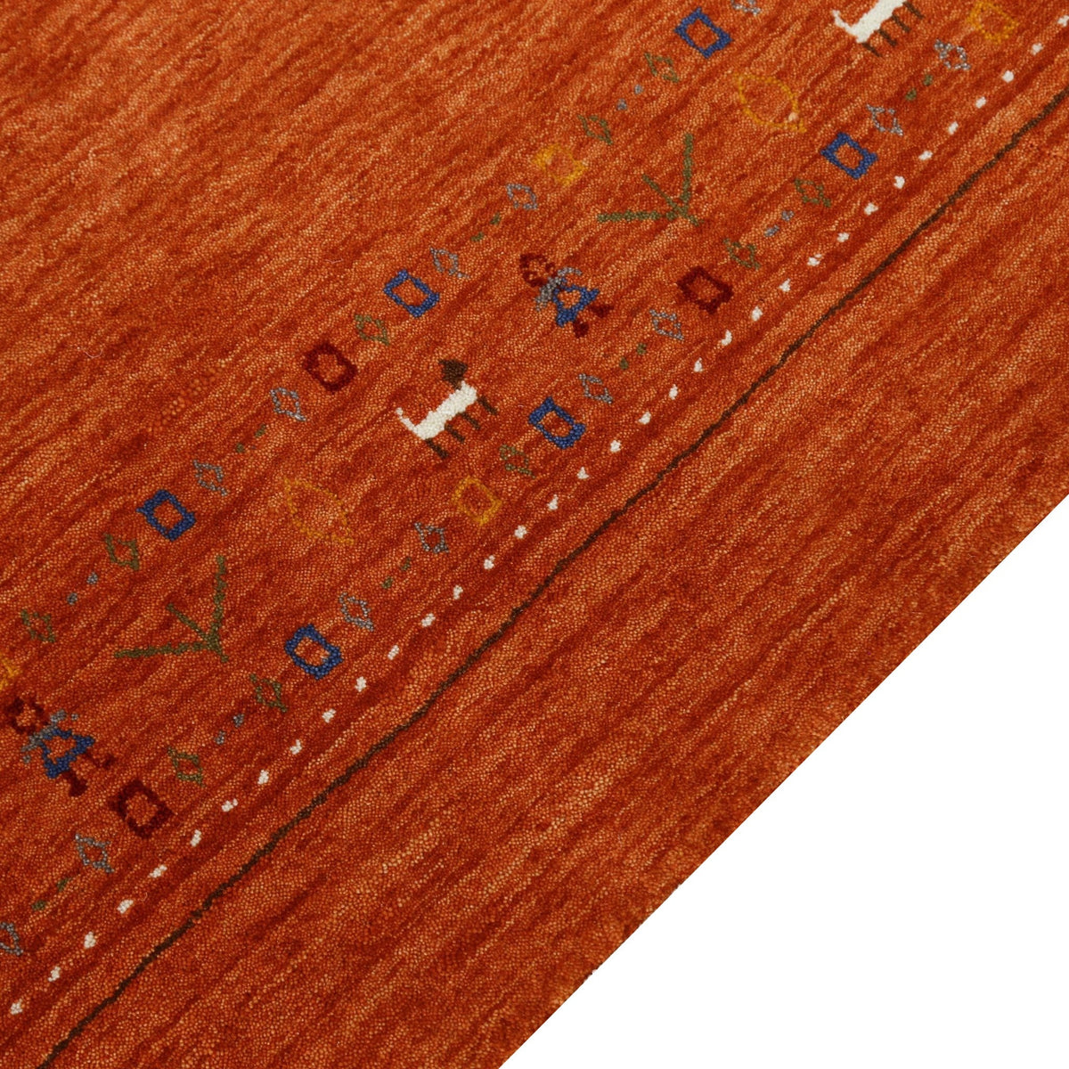 Orange Contemporary Design Hand Loomed Wool Area Rug.