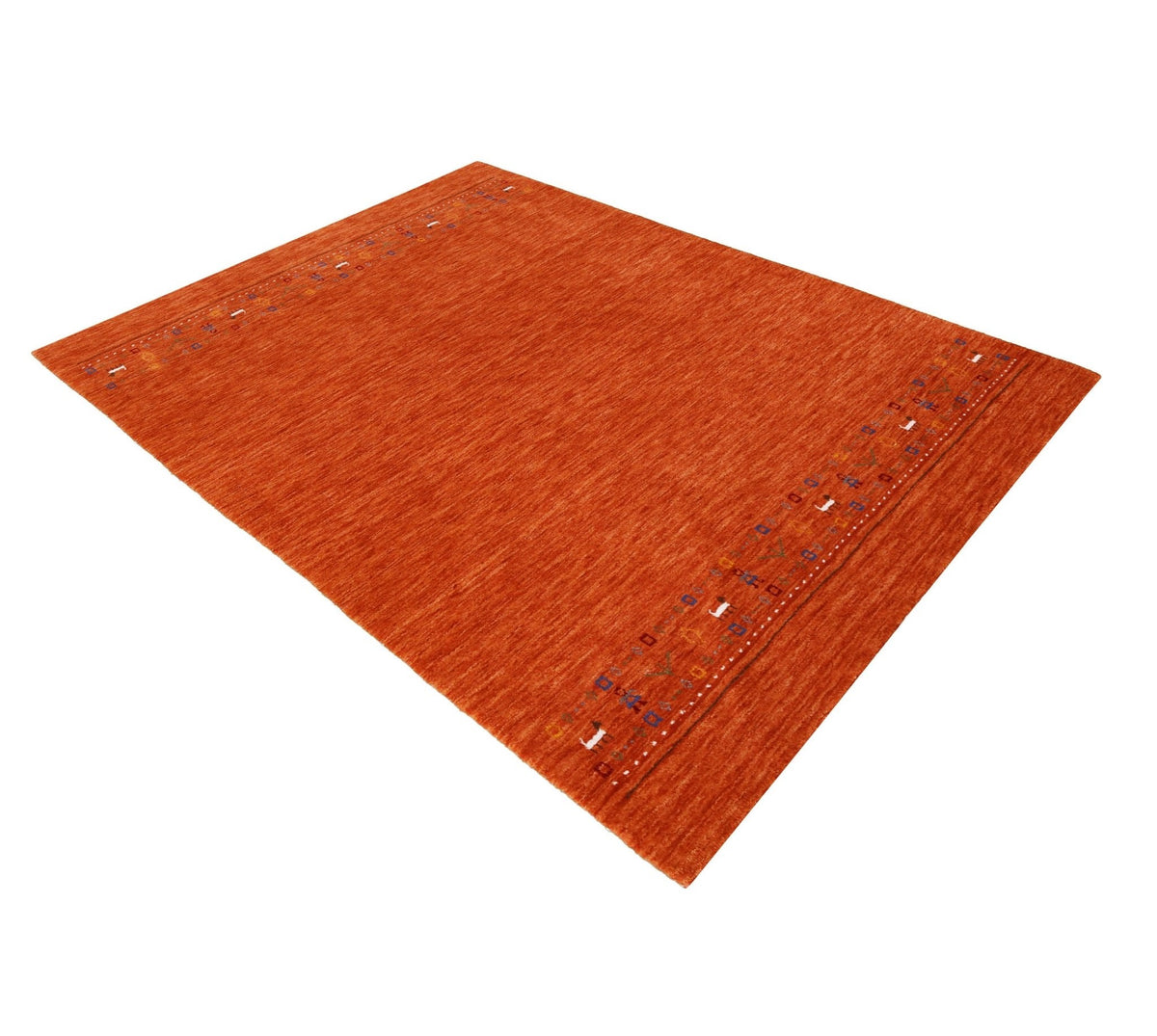 Orange Contemporary Design Hand Loomed Wool Area Rug.