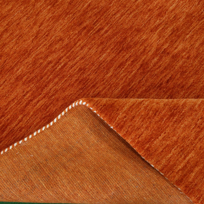Orange Contemporary Design Hand Loomed Wool Area Rug.