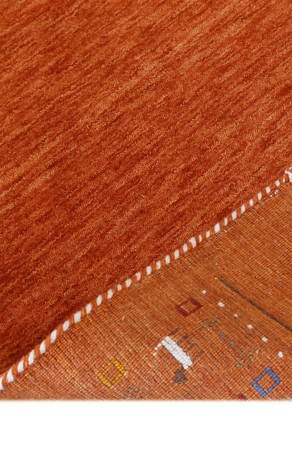 Orange Contemporary Design Hand Loomed Wool Area Rug.