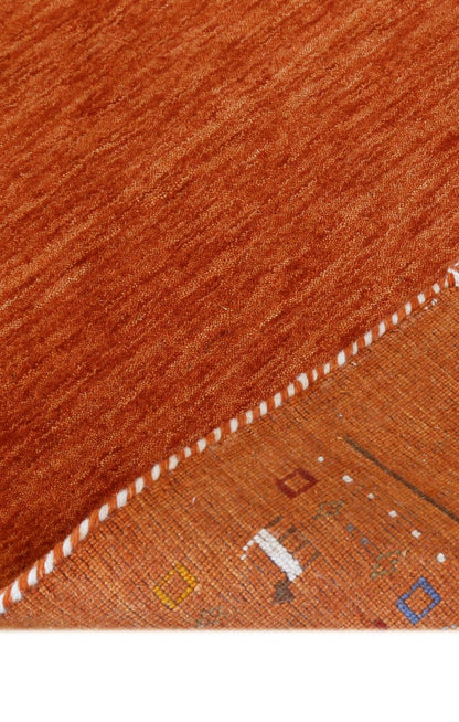 Orange Contemporary Design Hand Loomed Wool Area Rug.