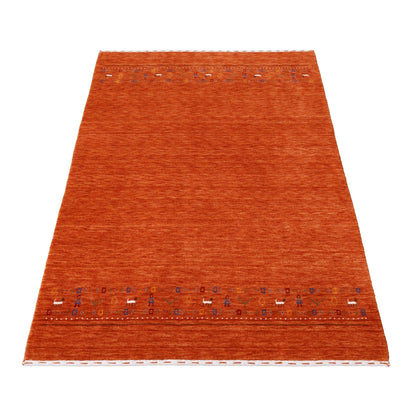 Orange Contemporary Design Hand Loomed Wool Area Rug