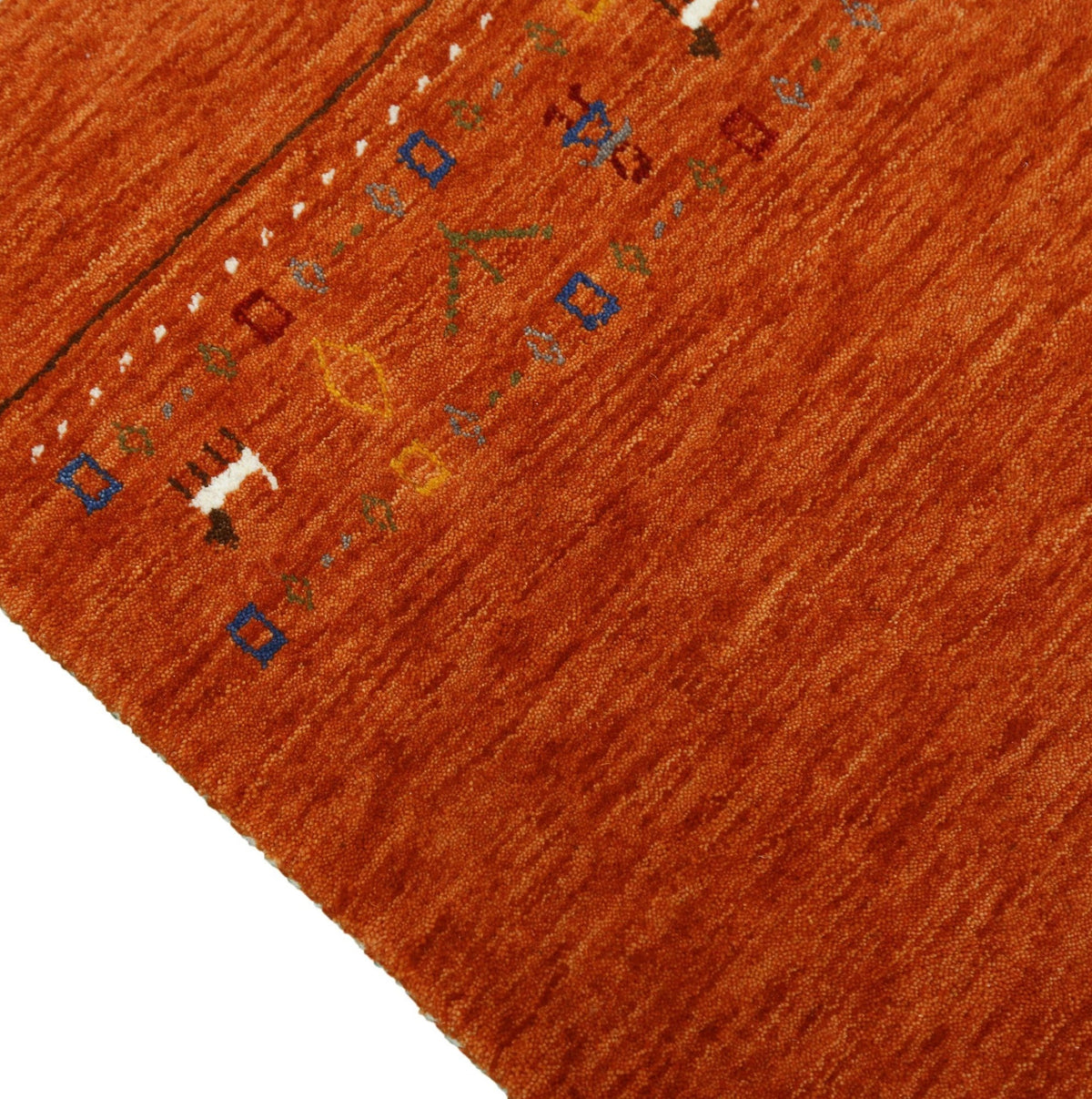 Orange Contemporary Design Hand Loomed Wool Area Rug.