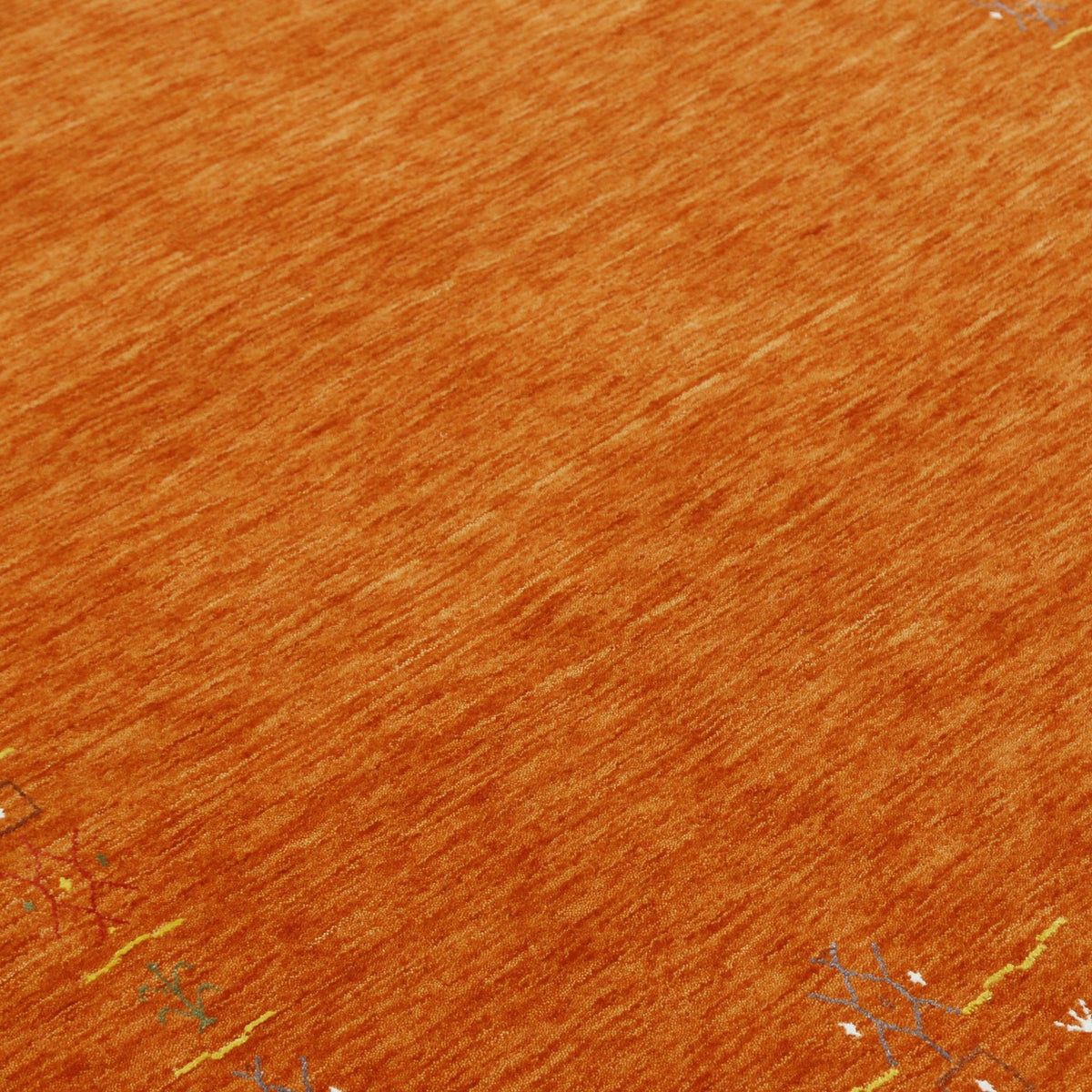 Orange Modern Geometrical Tribal Border Hand Loomed Wool Area Rug.